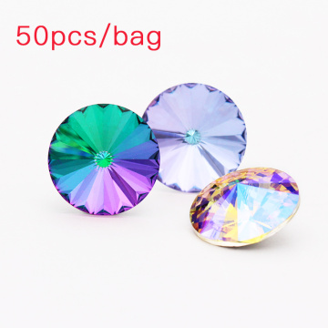 50pcs/bag Vitrial Color Strass Crystal K9 Glass Rhinestones Pointback stones for Diy Craft Christmas Clothing Garment Decoration