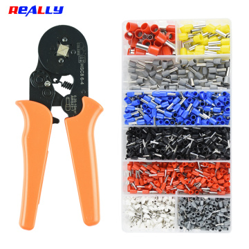 Ferrule Crimping Tool Kit AWG23-7 Self-Adjustable Ratchet Crimper Plier Set With 1200PCS Wire Terminal Wire End Ferrules