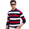 2019 High Quality Men's Polo Shirt 3D embroidery Striped Long sleeve POLO shirt men polo solid poloshirts 8803