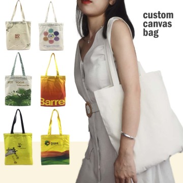 large custom canvas tote bag for women cotton bag big reusable shopping bag canvas bag with zipper grocery bag shoulder bag