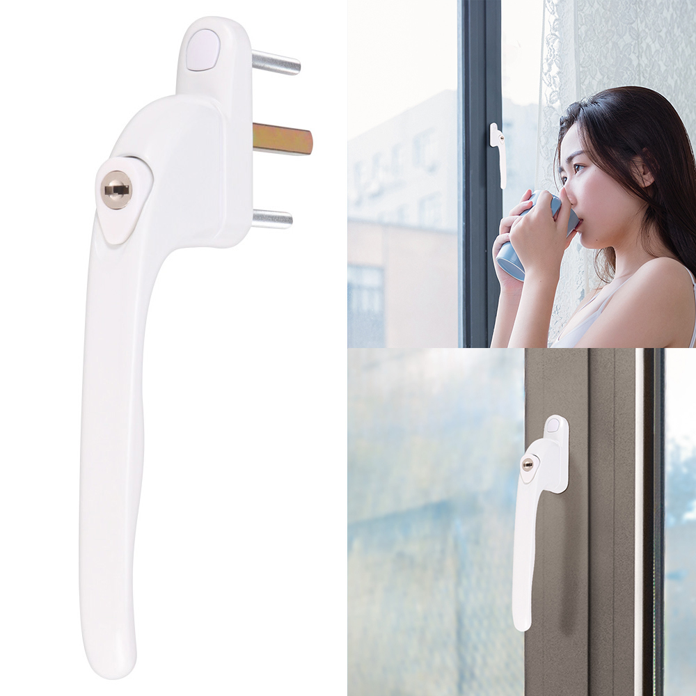 UPVC White Aluminum Alloy Window Handle With Locks Universal Door Handle Key Locking For Double Glazing White Door Turning