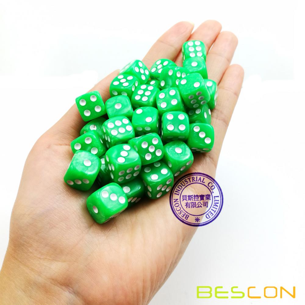 Bescon 12mm 6 Sided Dice 36 in Brick Box, 12mm Six Sided Die (36) Block of Dice, Marble Grass