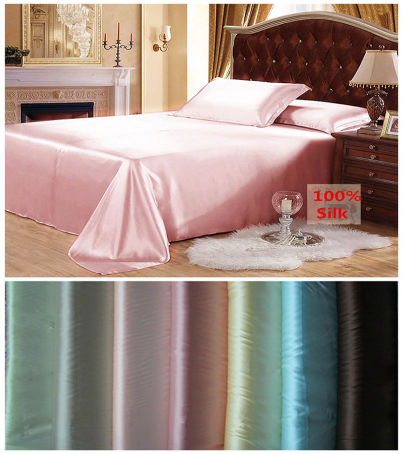 Free shipping 100% Mulberry Silk Flat Sheet Customizable Sheets Top Quality Multicolor&Multi Size For Choose