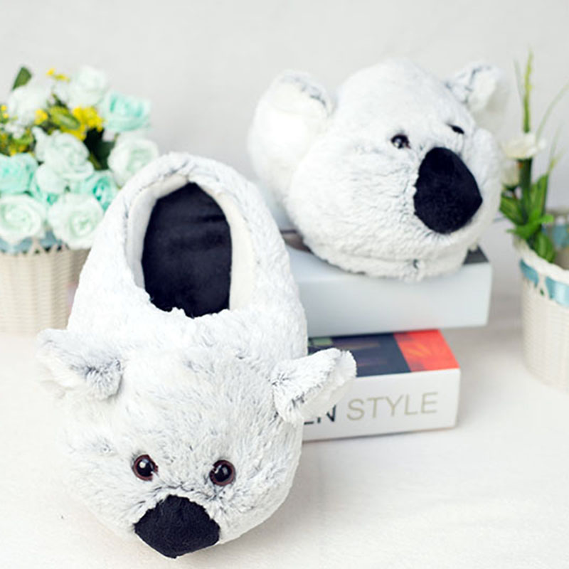 Free shippingChildren Indoor Slippers Special Koala Custom Warm Winter Lovers Home Slippers Thick Soft Bottom shoes Timber Floor