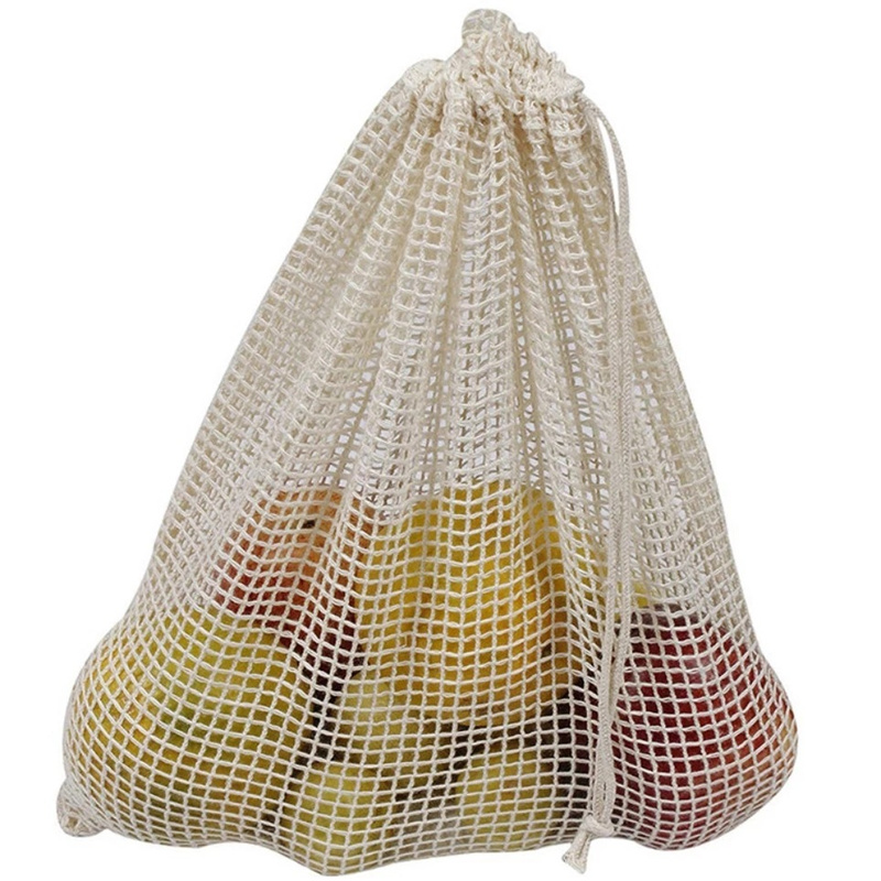 9Pcs Reusable Cotton Mesh Bag Kitchen Fruit Vegetable Produce Bags Home Storage Bags Organizer Washable Cotton Shopping Bag