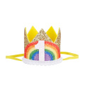 0-9 Rainbow Birthday Crown Party Hats Boy Girl Kids One Year Princess Crown Headband Baby Shower 1st Birthday Decor Party Supply
