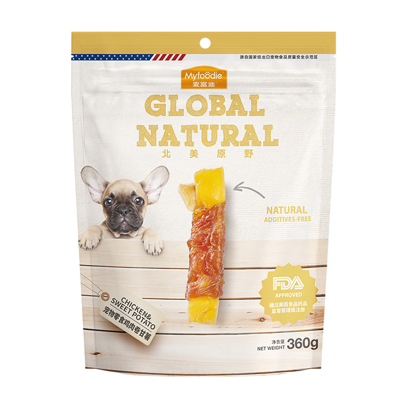 Pet Dog Snack Chicken Breast Roll Sweet Potato Pet Food Chicken Jerky Quality Fresh Dog Training Rewards Snacks Clean Teeth 360g