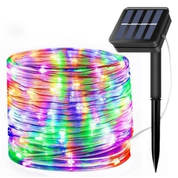 Led Solar Rope String Lights Garland Waterproof Copper Wire Outdoor Tube RGB Fairy String Lights For Christmas Garden Yard path