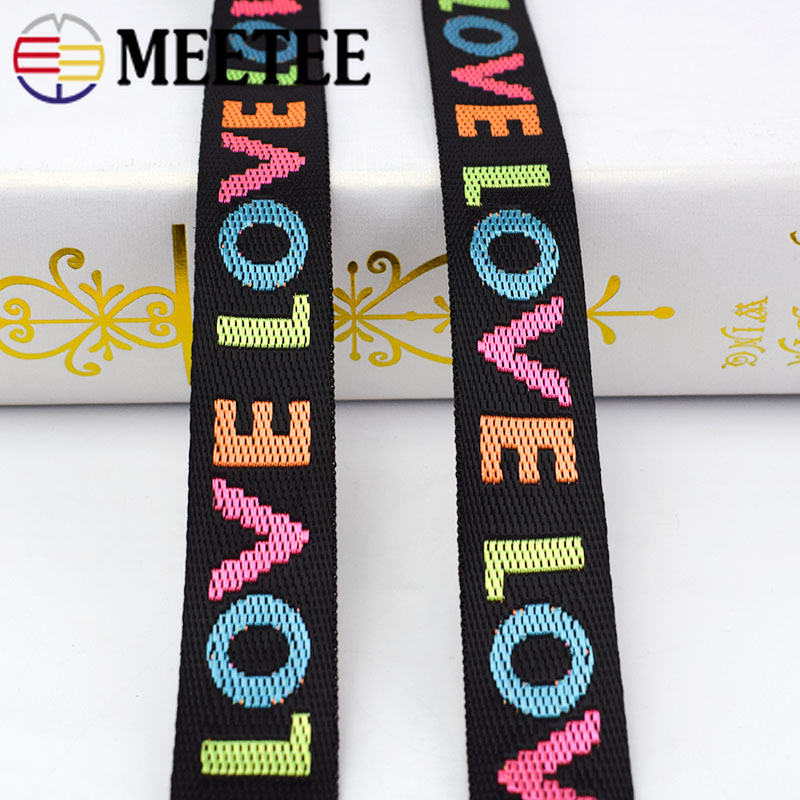 Meetee 24yards 25/38mm Nylon Jacquard Webbing Tape LOVE Lace Ribbon DIY Bag Shoulder Strap Garment Decoration Sewing Accessories