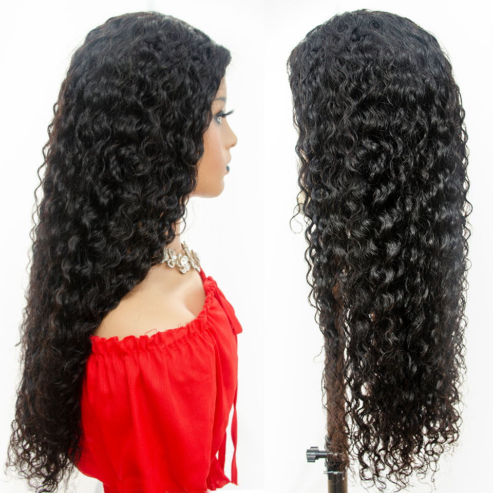 T Part Lace Front Human Hair Wig Water Wave Long Human Hair Wig Middle Part Pre Plucked Brazilian Remy Hair 150% Density