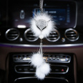 Fashion Diamond Crystal Car Pendant Decoration Rearview Mirror Hanging Fox fur Ornaments Car Styling Interior Accessories Gifts