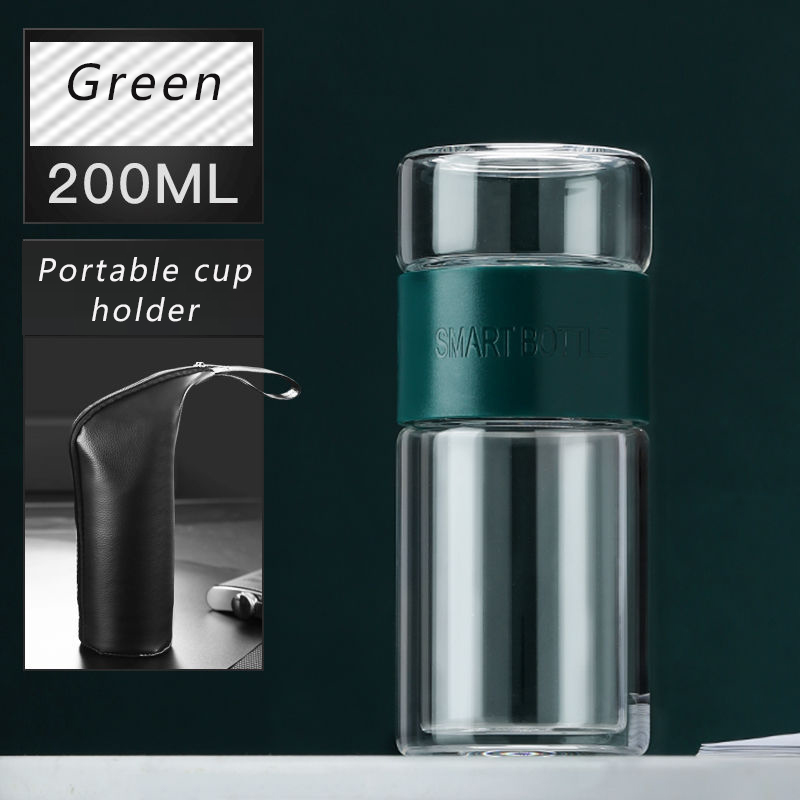 RUIDA 200ml Glass Water Bottle With Bag High Borosilicate Double Tea Water Bottle Infuser Tumbler Drinkware Smart Bottles