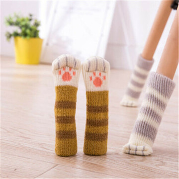 4Pcs Kitty Cat Paw Chair Leg Protector Cover Non-Slip Knit Floor Protector Furniture Leg Socks Chair Table Leg Feet Pads Cover