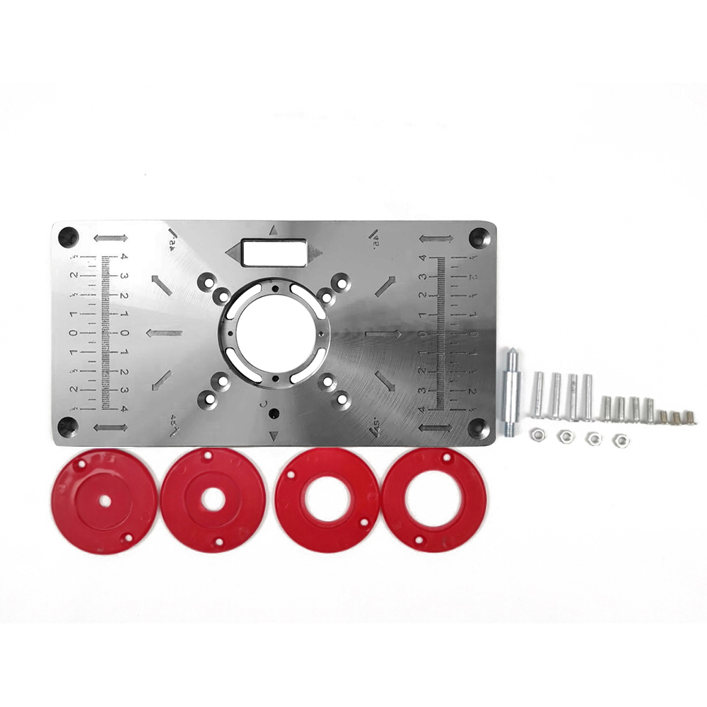 Aluminium Router Table Insert Plate Woodworking Benches Milling Trimmer Machine Plate Carpinte Tool Wood Router with 4 Rings