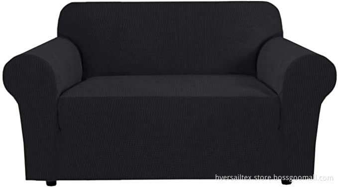 Jacquard 3-Seaters Stretch Slipcovers, Black