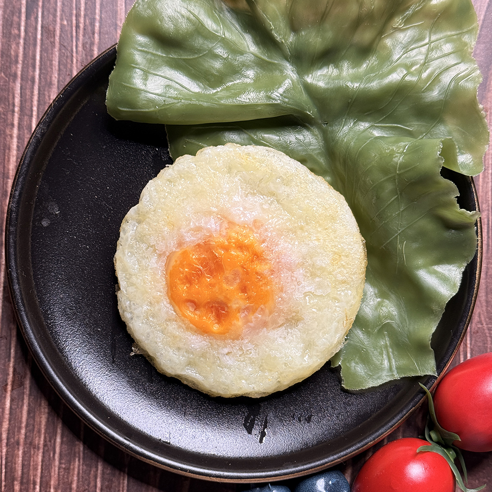 Fried poached eggs on a plate