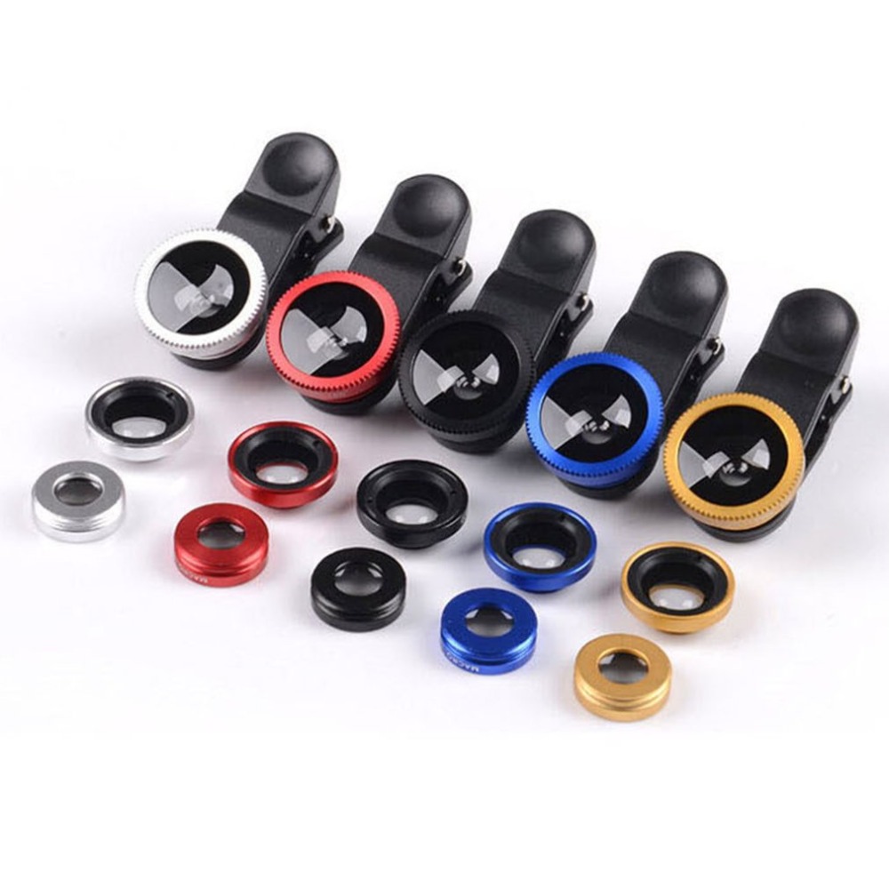3-in-1 Wide Angle Macro Fisheye Lens Camera Kits Mobile Phone Fish Eye Lenses with Clip for iPhone Samsung All Cell Phones