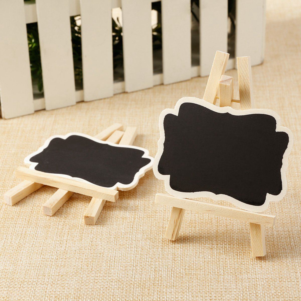 New-24 PCS Mini Wooden Blackboard Message Rectangular Slate Board Cards memo label Signs Price Digit Table