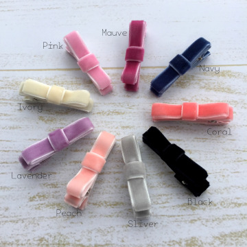 18pcs/lot Handmade Velvet Hair Clips Velvet Ribbon Bow Clips Baby Hair Accessory