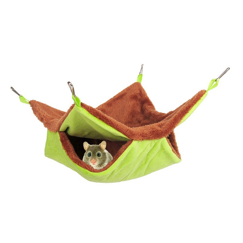Plush Hamster Hammock Hanging Double Thick Plush Warm Sleeping Bag Nest LargeHanging House For Ferret Rabbit Pet Bed LL
