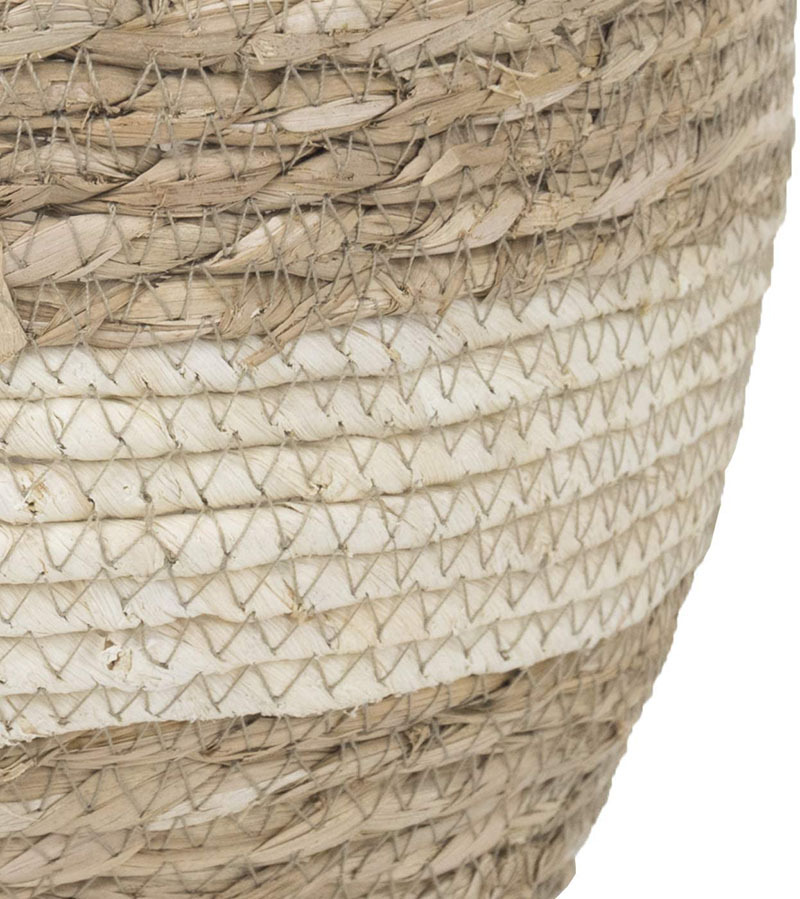 Dia. 18cm 22cm 25cm Rice White Large Straw Woven Natural Seaweed Floor Planting Basket Flower Pot