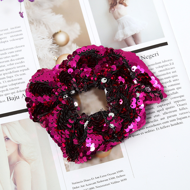 Colored Sequin Hair Scrunchies Women hair Accessories Scrunchies Elastic Hair Rope Bow Ties Ponytail Holder Hairband