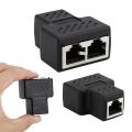 New Adapter Connector 1 To 2 LAN RJ45 Eight Core Standard Jack Socket Splitter Extender Plug For Ethernet Network Cable