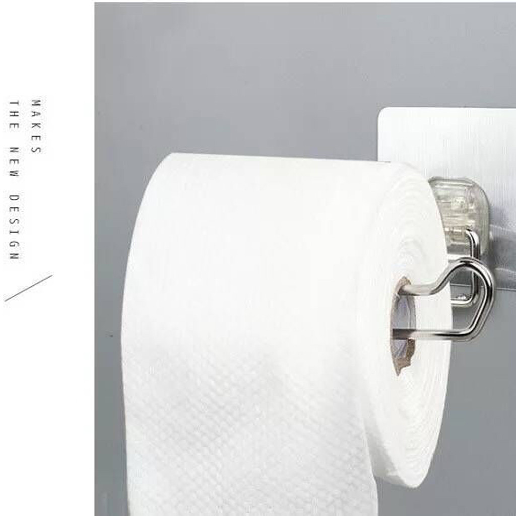 Wall Mounted Tissue Holder Stainless Steel Self-adhesive Towel Hanging Rack Detachable Tissue Roll Holder Porte Papier Toilette