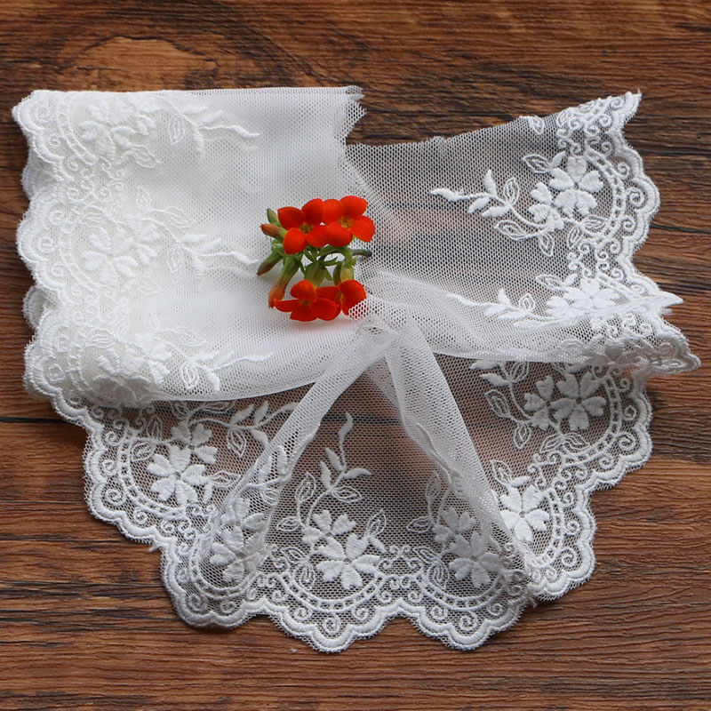 1yard white lace cotton embroidery lace french gauze lace ribbon fabric diy trims handmade clothing wedding sewing Accessories