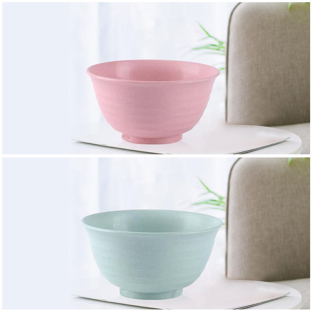 4pcs Wheat Straw Plastic Cereal Bowls Dinnerware Set/Reusable Dinner Plate/Eco Friendly-Dishwasher & Microwave Safe