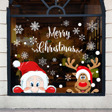 Christmas Stickers For Window Double-sided Static Window Stickers Glass Stickers Xmas Decor For Home Wall Stickers New Year 2021