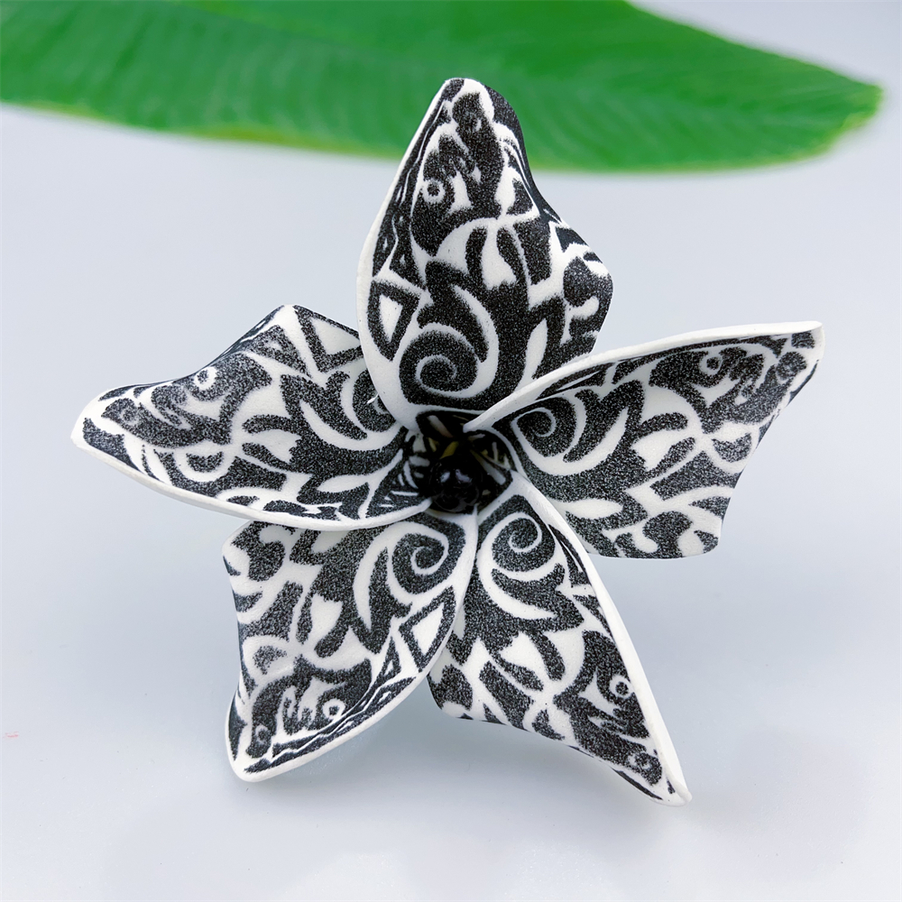 Kn Hf021b Bk Plumeria Hair Pick