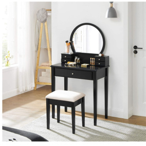 Black Vanity Set Makeup Dressing Table with Mirror