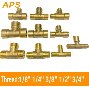 APS Tee Type Brass Pipe Fitting Male Female Thread 3 Way 1/8