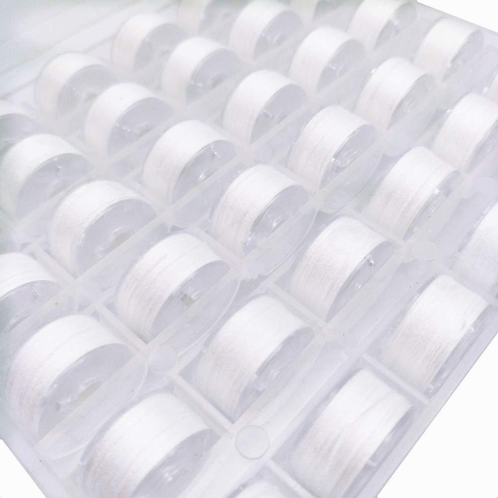 36PCS Sewing Bobbins white Polyester Sewing Thread Transparent Plastic Bobbin And Bobbin Clamps Sewing Machine Accessories Set