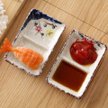 Ceramic 2 Grids Sauce Dish Kitchen Dish Soy Sauce Dish Small Dish Sushi Plate