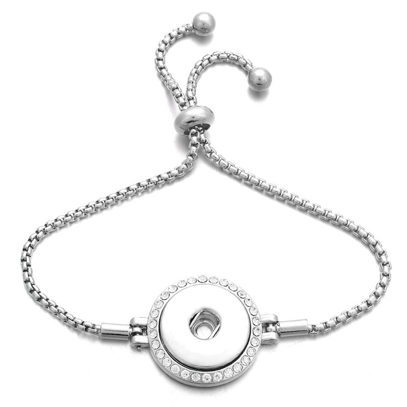 New Fashion Adjustable Chain Bracelets Metal Snap Bracelet Fit 18MM /12MM Snap Buttons DIY Snap Jewelry For Women ZE159
