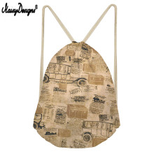 Noisydesigns Newspaper Print Custom portable Drawstring bag Men's shoes bag Ladies travel bag high quality sports backpack