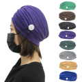 2020 New Button Headband Turban Caps Women Anti-Tight Ears Turban Mouth Mask Accessories Female Headscarf Hijab Bonnet India Hat