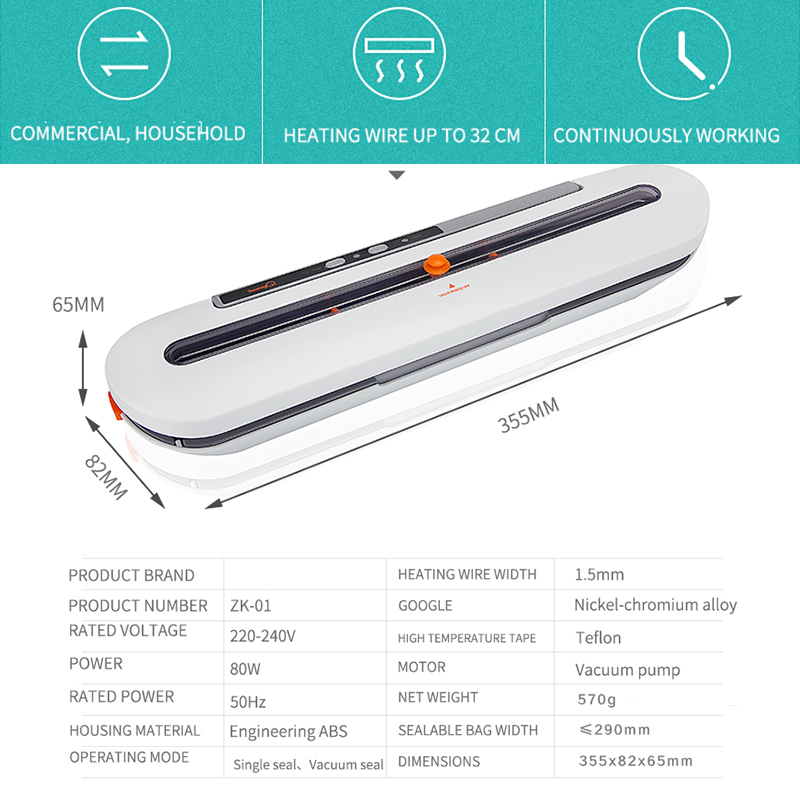 Best Electric Vacuum Sealer Machine With 10pcs Food Saver Bags 220V 110V Household Automatic Food Vacuum Packaging Machine