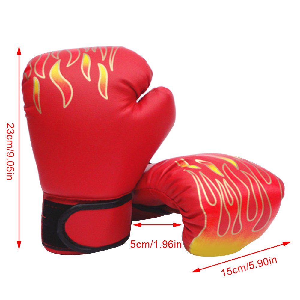 1 Pair Kids Children Boxing Gloves Professional Flame Mesh Breathable PU Leather Flame Gloves Sanda Boxing Training Glove