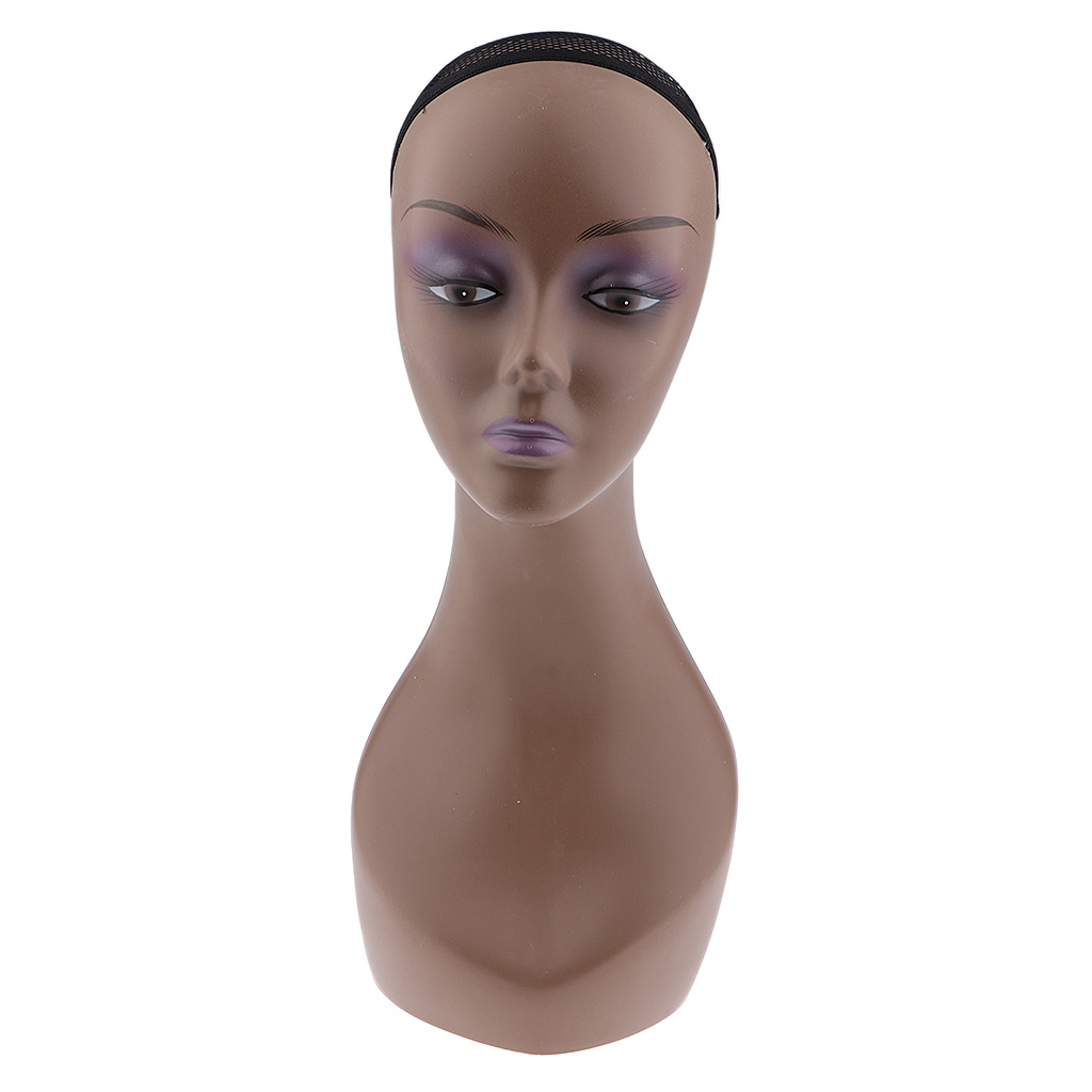 Female Mannequin Manikin Model Head Wig Cap Jewelry Hat Display Holder Stand Coffee Color Wig Stand Training Head