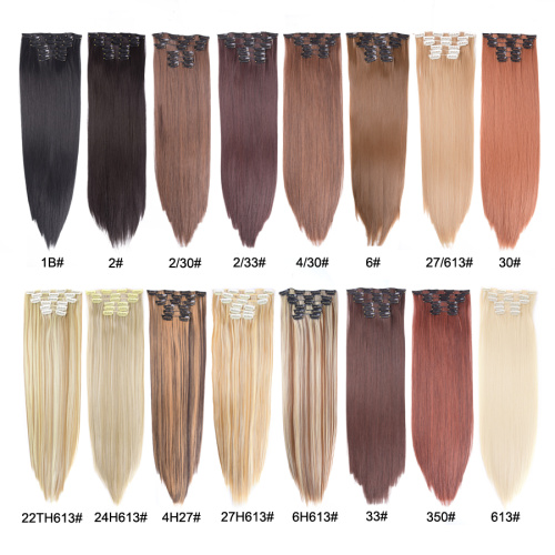 Alileader Wholesale 22inches 26 Colors Straight 16 Clips High Quality Premium Fiber Synthetic Wigs Clip In Hair Extensions Supplier, Supply Various Alileader Wholesale 22inches 26 Colors Straight 16 Clips High Quality Premium Fiber Synthetic Wigs Clip In Hair Extensions of High Quality