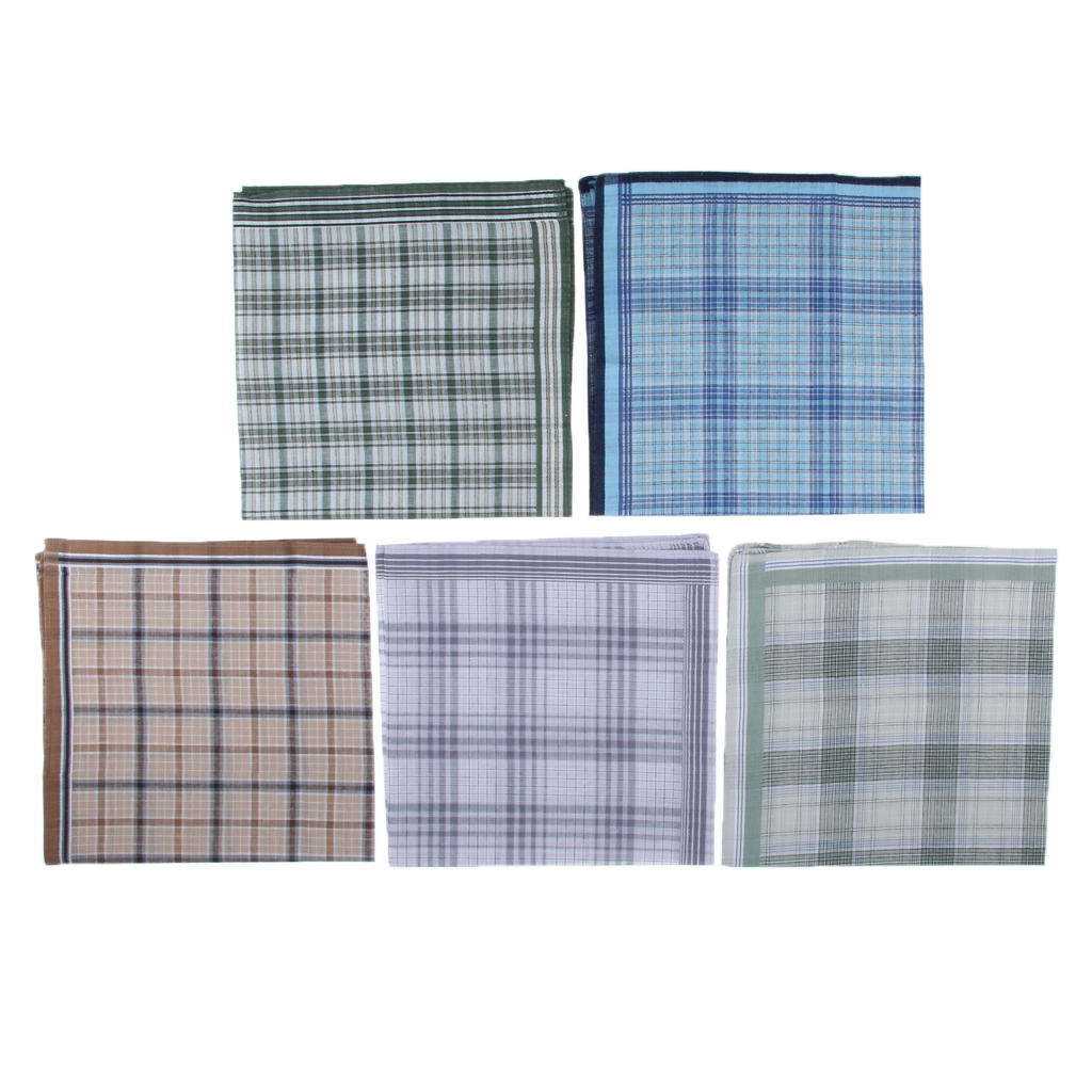 5 Pcs 100 % Cotton Handkerchiefs Men Premium Pocket Square Hankies Gift Male Handkerchief