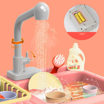 Children Pretend Role Play Color Changing Kitchen Toy Heat Sensitive Thermochromic Dishwash Wash Sink Kid Educational Toy M50#