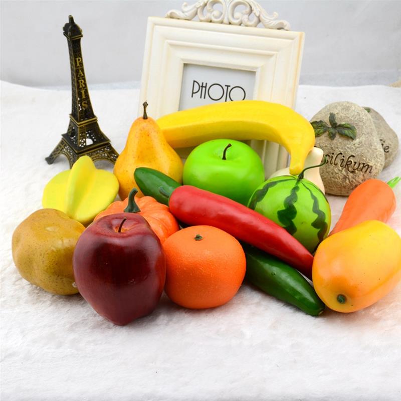 Artificial Fruit Lifelike Realistic Fake Fruits Decorative Fruits For Party Kitchen Lemon pineapple peach strawberry apple grape