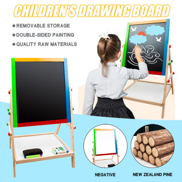 1PC drawing board Children's Wooden 2 in 1 Double-sided Magnetic Liftable Drawing Board Color Wooden Pain Adjustable 56-68cm