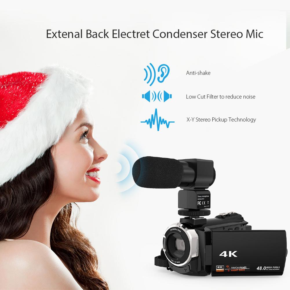 4K WiFi Ultra HD 1080P 48MP 16X ZOOM Digital Video Camera Camcorder+Microphone+Wide Angle Lens