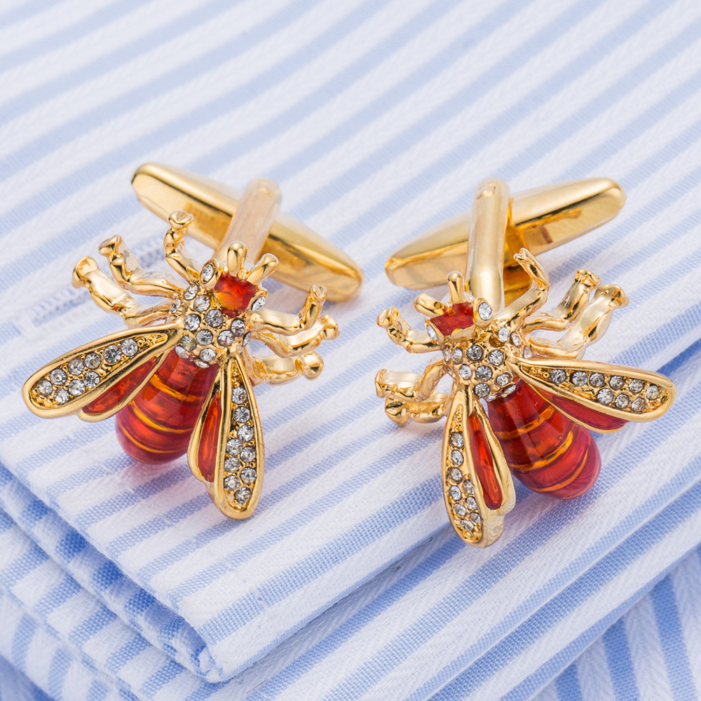 VAGULA Classic Cufflinks Creative gift Party Wedding Suit Shirt Gemelos Jewelry Bee Insect Funny Design Cuff links 517