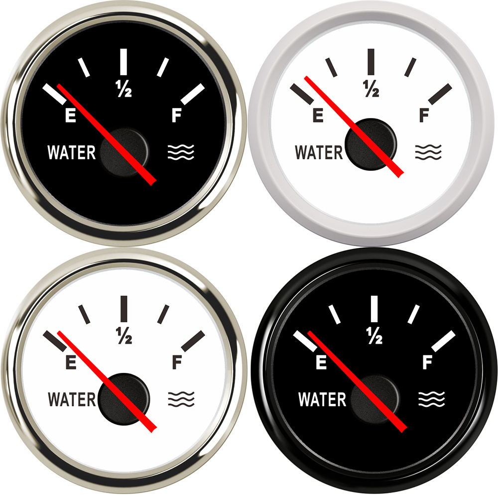 52MM Gauge Water Level Gauge Red Light 0-190Ohm Water Tank Level Indicator Meter with Fuel Level Sensor 150MM 200MM 250MM 400MM